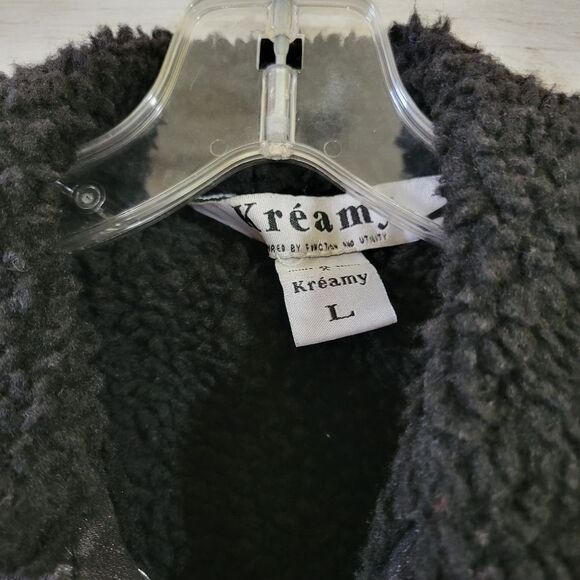 Boutique Brand Sherpa Lined Black Denim Jean Jacket Raw Frayed Hem Size XS/Small - Picture 7 of 11